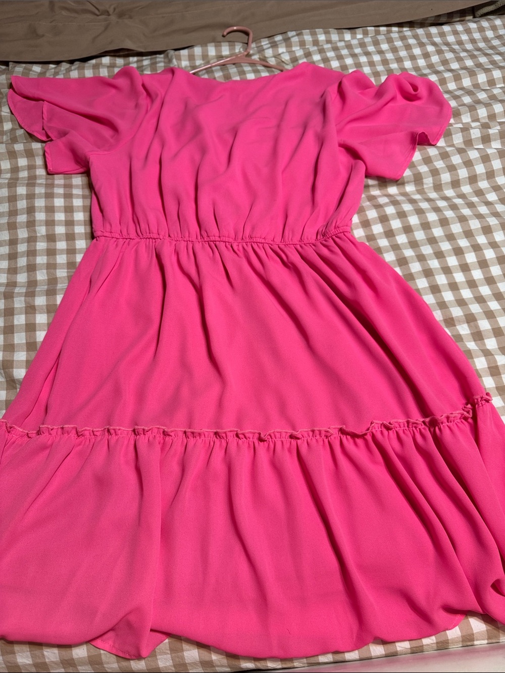 ANDREE BY UNIT Hot Pink V-Neck Mini Dress - Picture 3 of 7